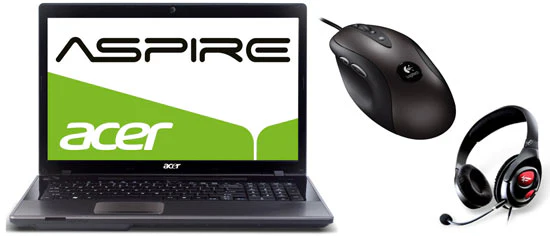 Acer Aspire 7750G-2678G87Bnkk inkl. Logitech G400 und Creative FATAL1TY Headset für 999€ - Gaming-Notebook