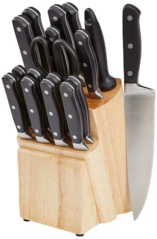 AmazonBasics Premium Messerblock, 18-teiliges Set für 15,67 EUR