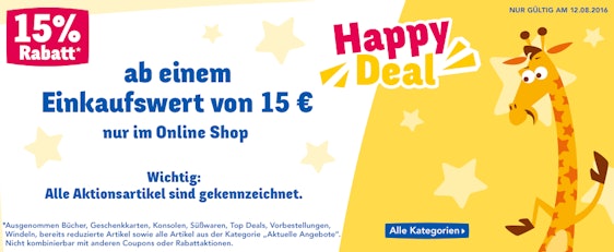 15% Rabatt bei 15€ MBW bei Toysrus - nur im Onlineshop und nur heute gültig