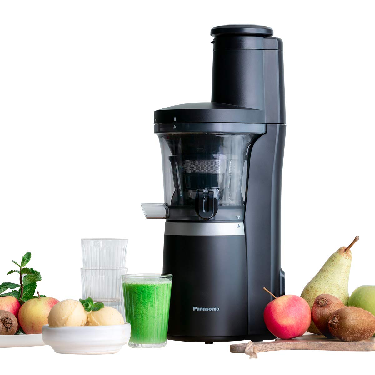 Panasonic Slow Juicer MJ-L700KXE (Entsafter Gemüse und Obst, Zitruspresse automatisch, Entsafter, Edelstahl, Kunststoff, 150 W, mattschwarz)