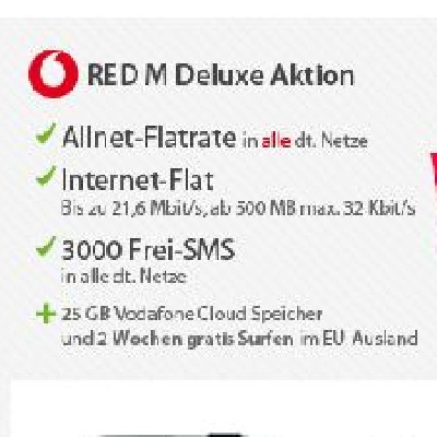 Vodafone Red M inkl. Smartphone für 1€ (iPhone 5, Xperia Z, HTC One) nur 39,99€/Monat