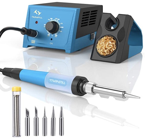 Tilswall Lötstation 65W / Lötkolben Set 200°-480° / 5 Ersatzspitzen / 35,19€