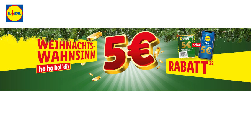 5€ Lidl Coupon ab 40€ Einkaufswert 4 Wochen lang sparen!
