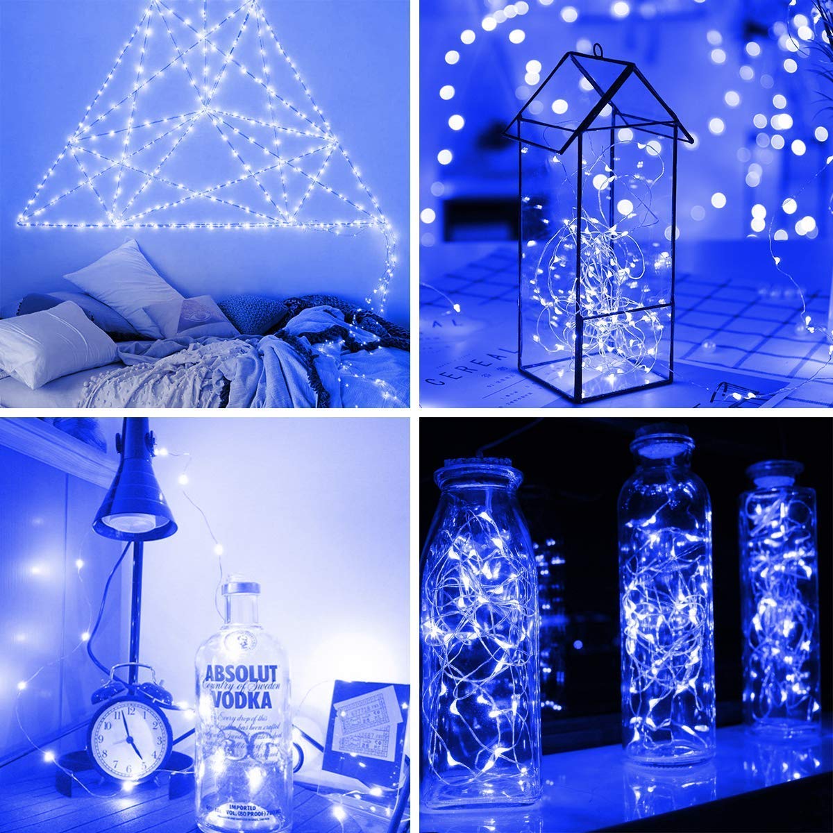 Lichterkette 12 Stück Blau Batteriebetriebene 1M