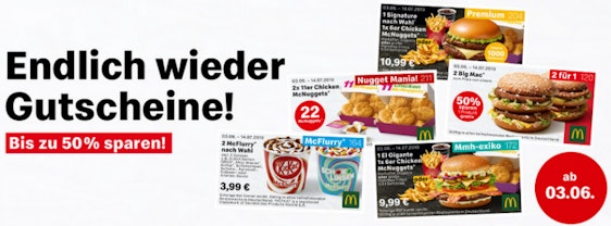 McDonald's Gutscheine - gültig bis zum 14.07.2019