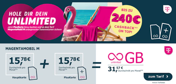 Telekom Doppelkarte: 2x Unlimited 5G Allnet-Flat nur 15,78€ pro Tarif 😍