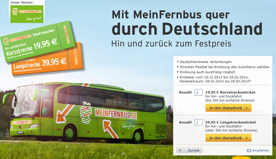 Deal oder nicht? 20€ / 40€ MeinFernbus Tickets für Hin- und Rückfahrt