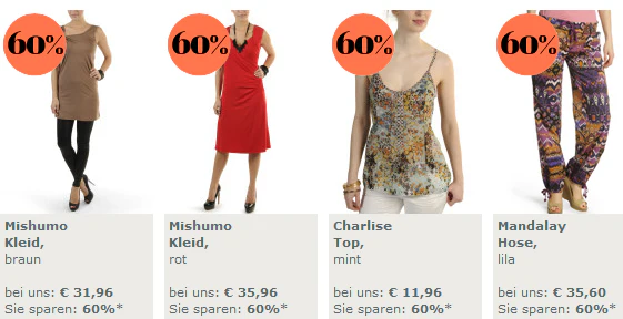 Dress-for-less 60% Rabatt zum Muttertag und 15€ Gutschein (Neukunden) oder 10€ Gutschein (Bestandskunden)