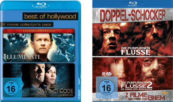 Blu-ray Doppelboxen - Illuminati + Da Vinci Code für 12,97€ oder Die Purpurnen Flüsse 1 &amp; 2 für 13,51€