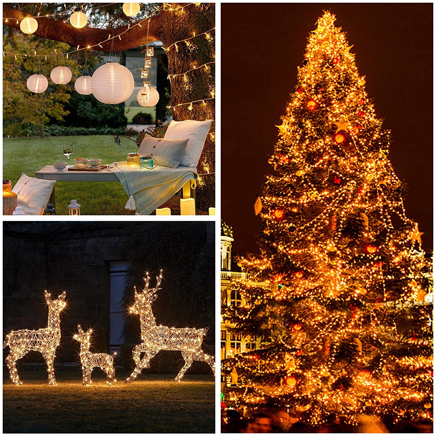 EINFEBEN 100M 400 Leds Lichterkette Warmweiß, 8 Modi, , IP44 Wasserdicht, DIY Innen und Aussen Beleuchtungdeko