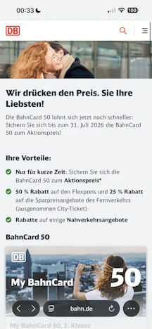 my BahnCard 50 reduziert