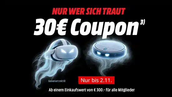 Mediamarkt/Saturn: 30 € Gutschein beim Einkauf von 300 €