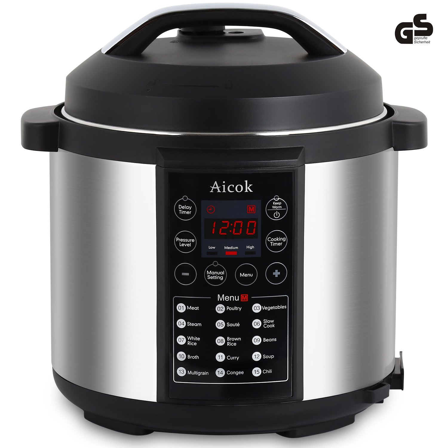 Programmierbarer Elektrische Schnellkochtopf, Multikocher Reiskocher / Dampfgarer Kochtopf, 6L / 1000W