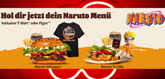 Naruto Menü bei Burger King 🍔 Teriyaki-Flavor Burger, inkl. Merchandise T-Shirt, sehr limitierte Edition