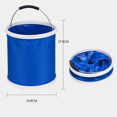 11L klappbaren tragbaren Eimer mit Griff, Outdoor-Camping-zusammenklappbarer Angeln Wascheimer für Angeln Wandern Auto, Blau