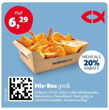 Nordsee Coupons große Mix-Box Garnelen für 6,29€