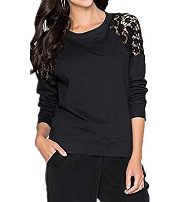 Amazon - Damen Spitzen Bluse Shirt Elegant Langarmshirt Übergröße Spitzenshirt Langarm Oberteil Tops(S-3XL)  für 7,,99 Euro
