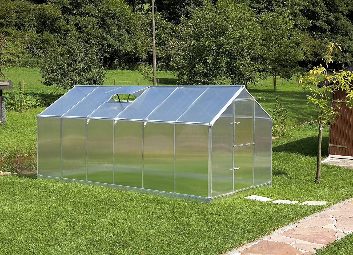 wolketon Zelsius Aluminium Gewächshaus für den Garten Platten, 19m³,  (480 x 240 x 205 cm) 