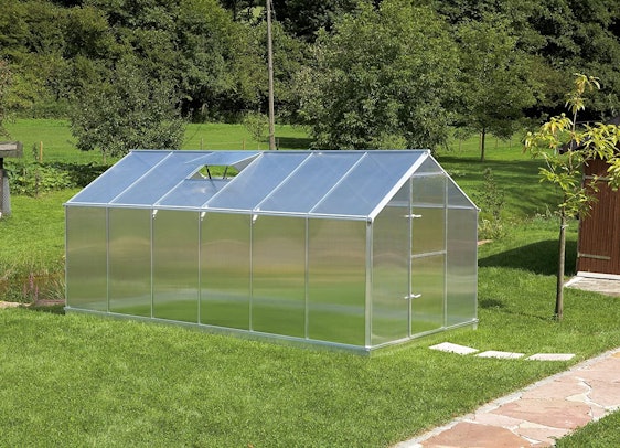 wolketon Zelsius Aluminium Gewächshaus für den Garten Platten, 19m³, (480 x 240 x 205 cm)