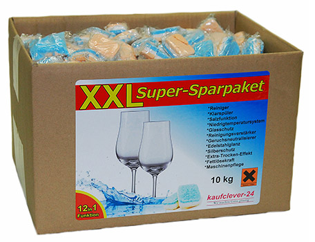 10 kg (500 Stück) Spülmaschinentabs 12 in 1 in wasserlöslicher Folie für 21,90€ - Bruchware