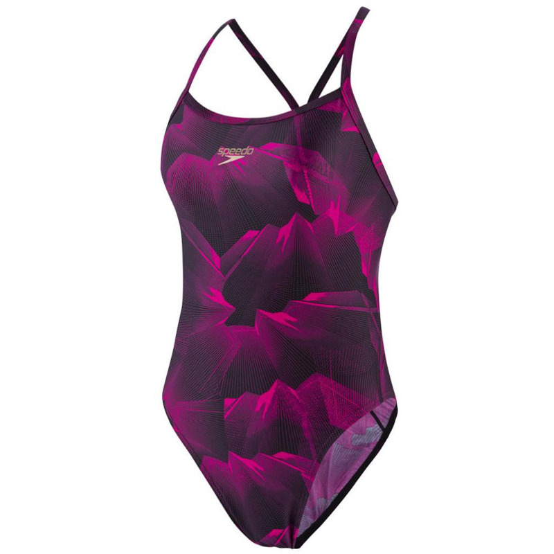 Speedo Allover Turnback Swimsuit colourvibe black/electric pink für nur 27,30€ statt 35,24€