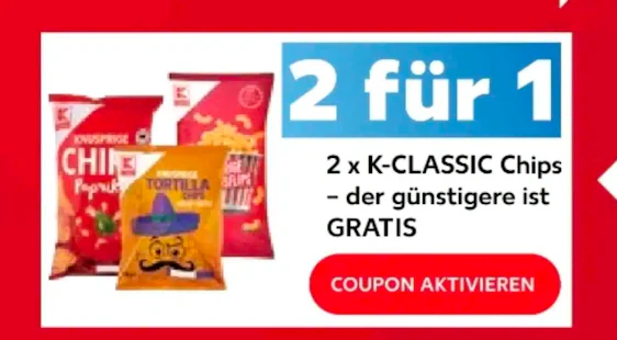 Kaufland K Classic Knabberartikel 2:1 - nur am Samstag- mit der App