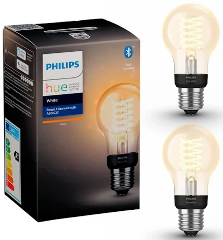 2x Philips Hue White Filament Lampen für 29€ – dimmbare E27 LED-Glühbirne mit 7W & Bluetooth, 2100 K (Warmweiß)