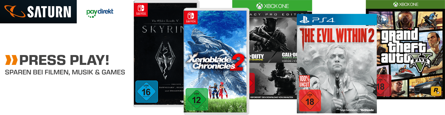 5€ Rabatt ab 25€ MBW bei Saturn mit Paydirekt - viele günstige Games