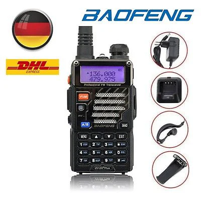 BAOFENG UV-5R PLUS Dual Band VHF UHF Walkie Talkie Hand Funkgeräte Schwarz