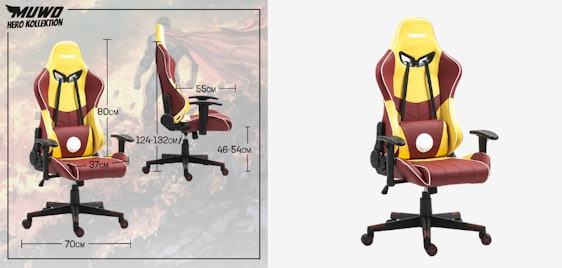 Spardeal der Woche!🏃 Muwo Hero Gamingstuhl für 44€ - neigbare Rückenlehne, inkl. Kissen