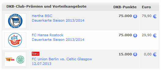 Dauerkarte 2013/2014 für Hertha BSC, ALBA Berlin, den Eisbären oder Hansa Rostock günstig durch den DKB-Club