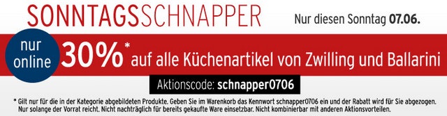 30 prozent  auf Artikel von Zwilling und Ballarini