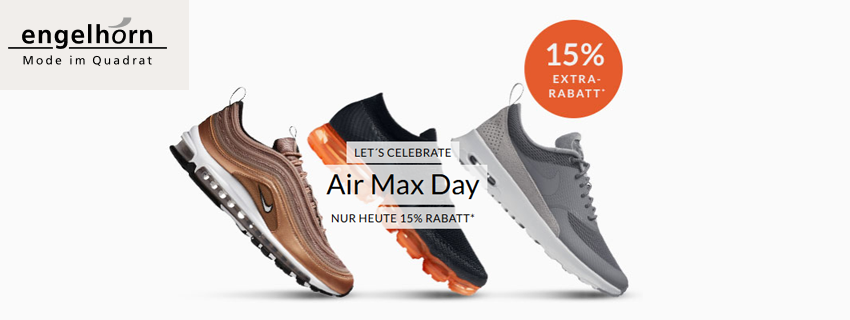 Air Max Day bei Engelhorn - 15% Extra-Rabatt auf ausgewählte Modelle