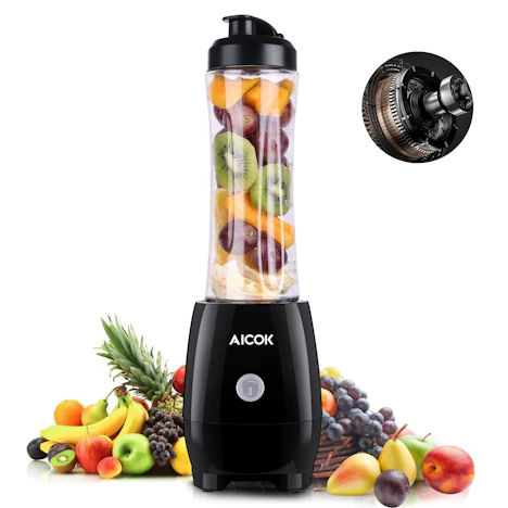 Aicok Smoothie Blender Standmixer mit 600ml Tritan Trinkflasche 300 Watt BPA Frei für 12.96€ statt 26,99€