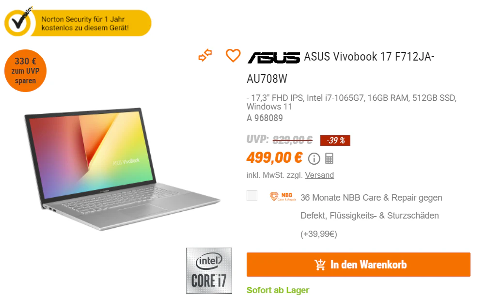 1663228159308 Asus VivoBook 17 Schnäppchen