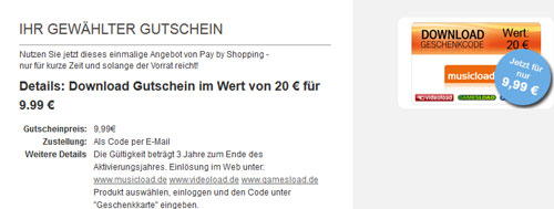 Viele Gutscheine zu guten Preisen bei Dealunited - 20€ Musicload Gutschein für 10€