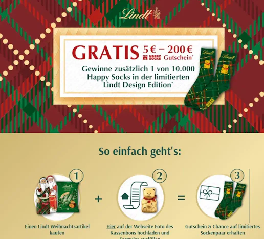 Lindt: Hol dir einen Happy Socks Gutschein oder erhalte die Chance auf 1 von 10.000 Sockenpaaren