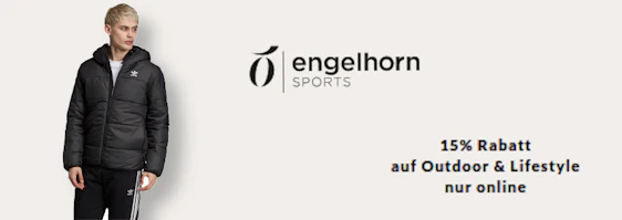 15% Extra-Rabatt auf Outdoor-Artikel bei Engelhorn - z. B. Adidas Hooded Jacket Padded für 85€