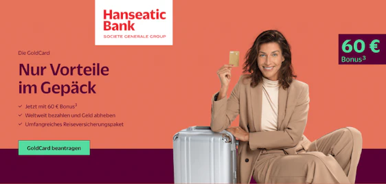 60€ Bonus geschenkt! 🤩 Hanseatic Bank GoldCard ✈️ weltweit gebührenfrei zahlen