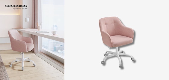 Songmics Homeoffice-Stuhl nur 50€ - höhenverstellbar, atmungsaktiver Stoff, rosa