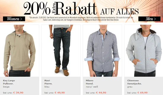 20% Rabatt + 10€ Gutschein bei dress-for-less