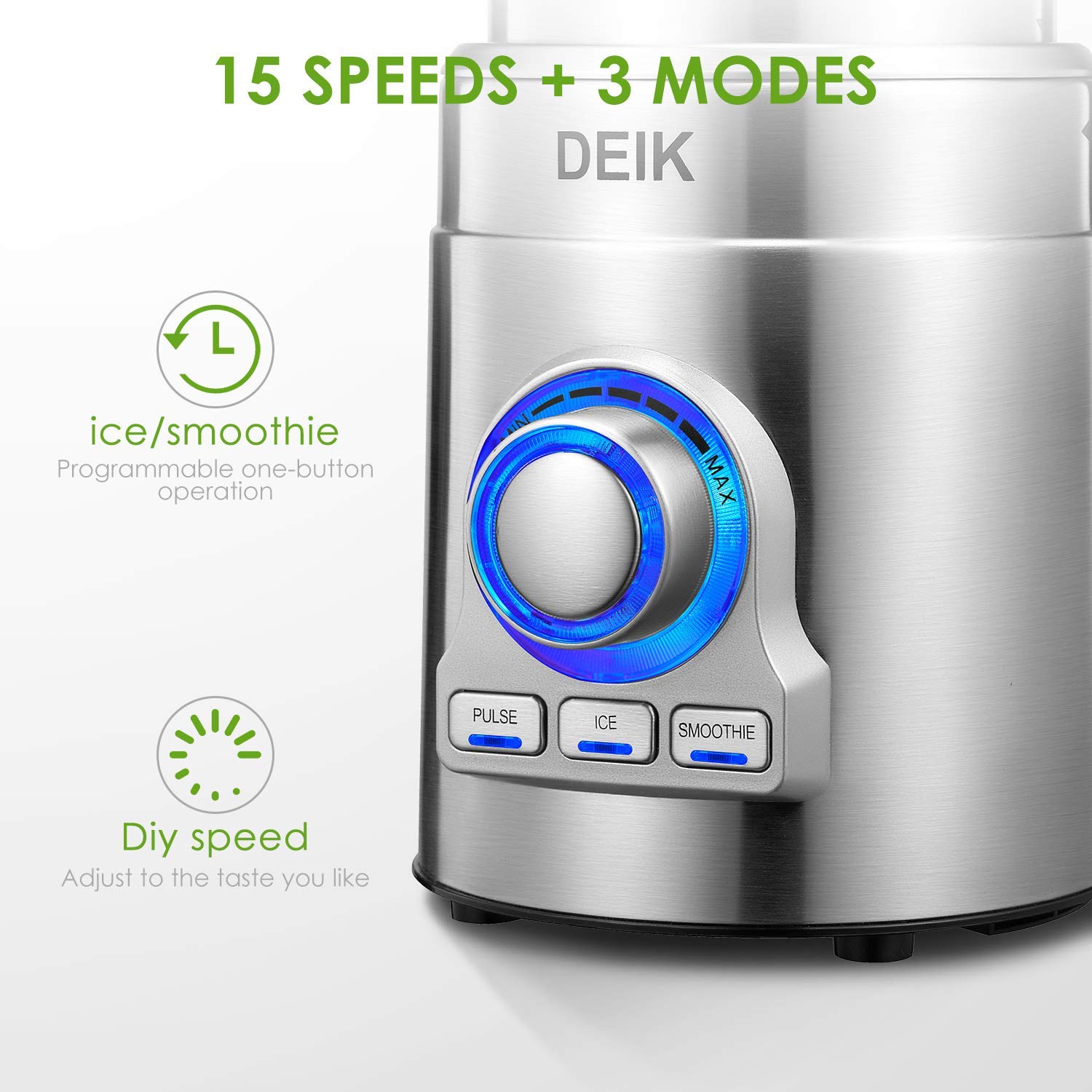 Edelstahl Mixer 1,8L, 1000W 15 Geschwindigkeiten für 46,99€