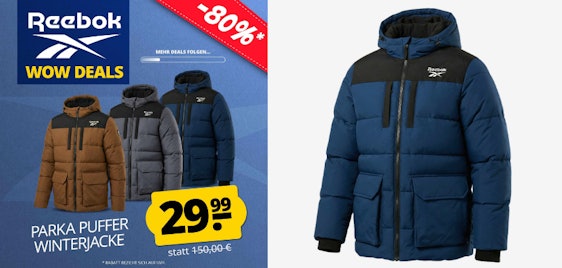 HAMMER PREIS 🤩 Reebok Puffer Parka für 35€ - warm gefüttert, 3 Farben zur Auswahl
