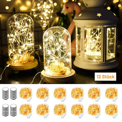 40% OFF LED Lichterkette Batterie 4M Drahtlichterkette 40 LEDs Wasserdicht (12 Stück)