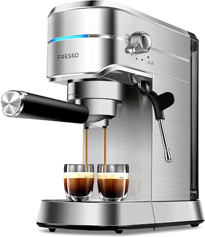 Fresko Portafilter für 66€ – Siebträger-Espressomaschine mit Milchschaumdüse, 1350 Watt, 15 bar