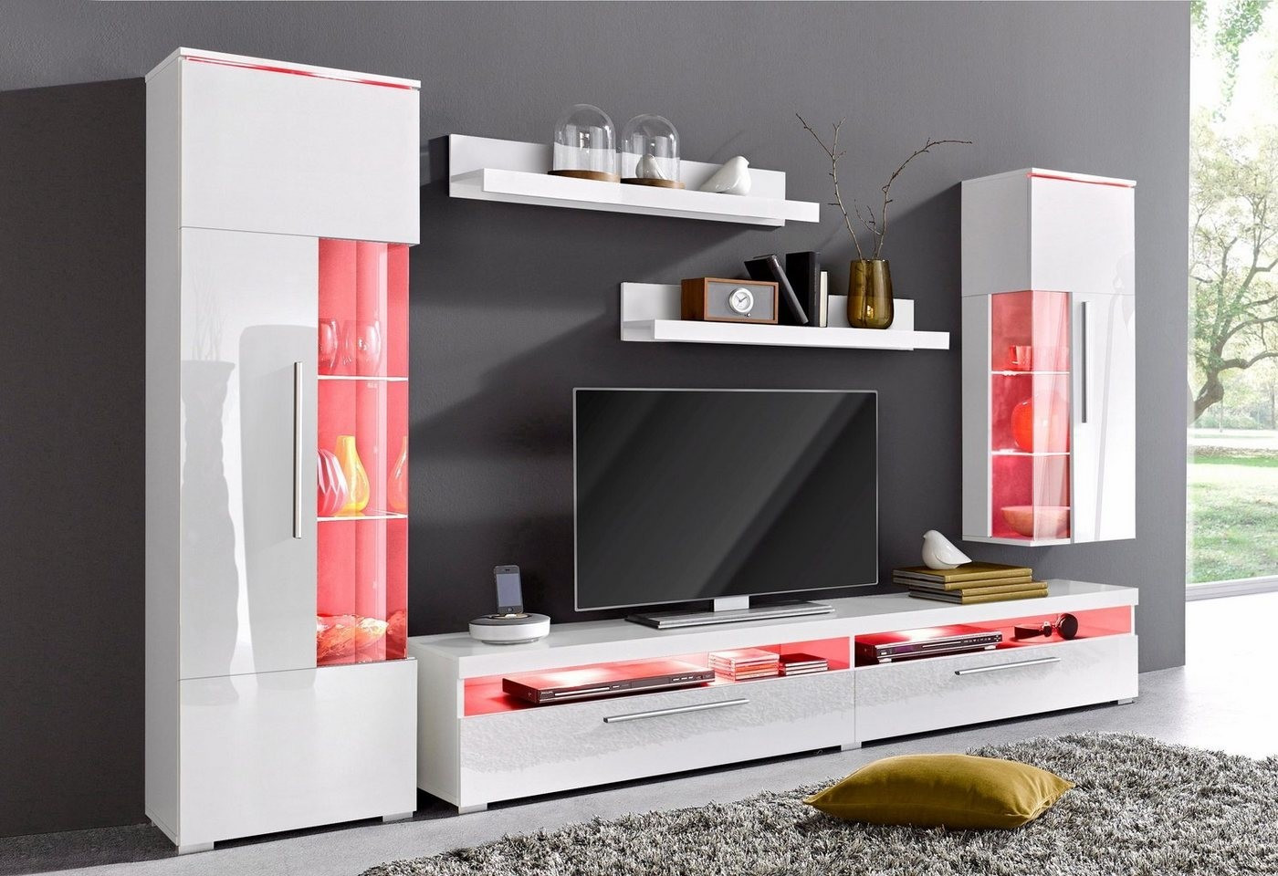Trendmanufaktur Wohnwand weiß/weiß Hochglanz (883446): Spart 160,01€
