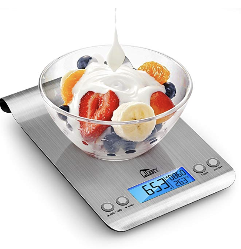 Uten Küchenwaage Digitalwaage 5kg Professionelle Waage Electronische Waage, Küchenwaage mit Haken Timer Thermometer auf bis zu 1g