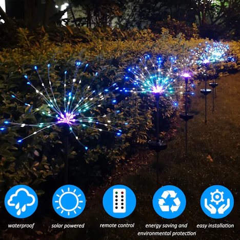 2pcs Außensolarbetriebene Feuerwerk-Lichter,