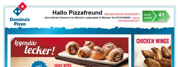 50% Rabatt bei Dominos Pizza