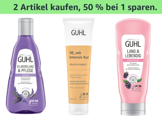 Guhl Aktion: 2 Artikel kaufen, 50 % bei 1 sparen - z.B.: : 2x Guhl Silberglanz & Pflege Shampoo für 4€